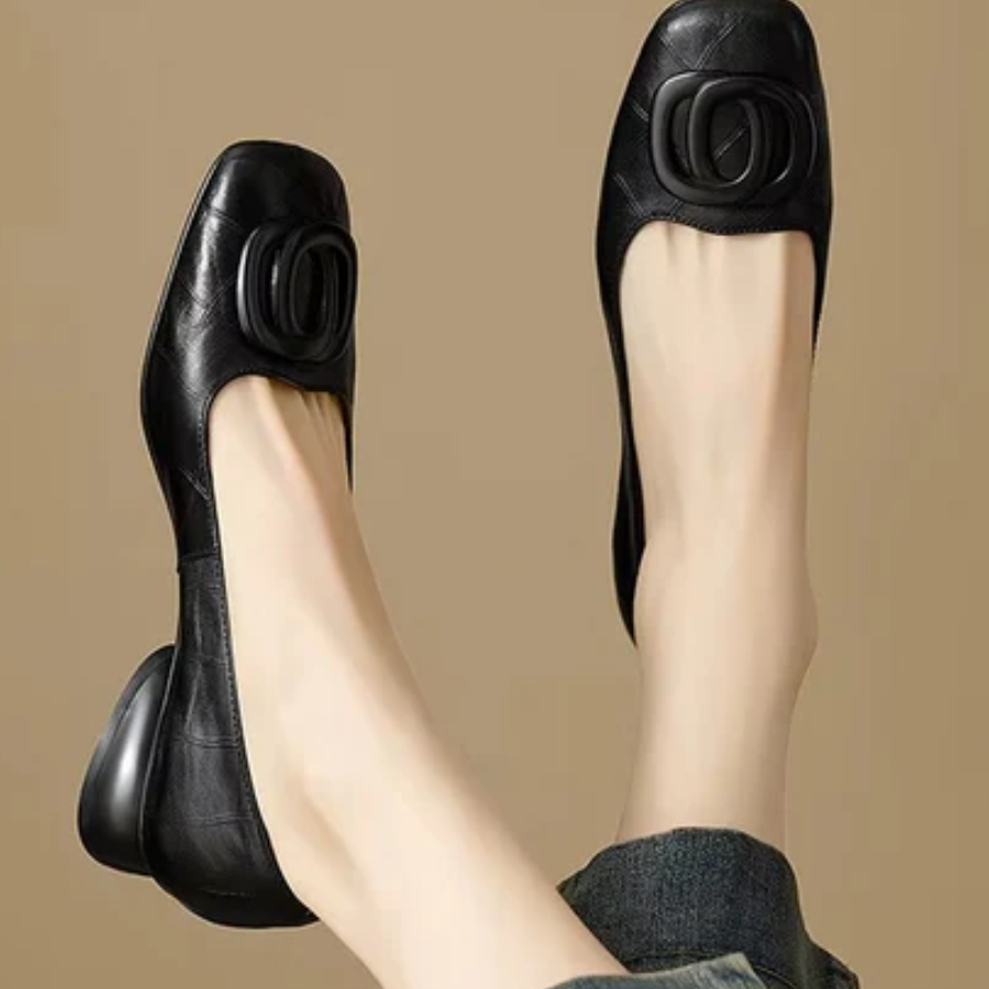 Margot | Kožené baleríny s hranatou špičkou