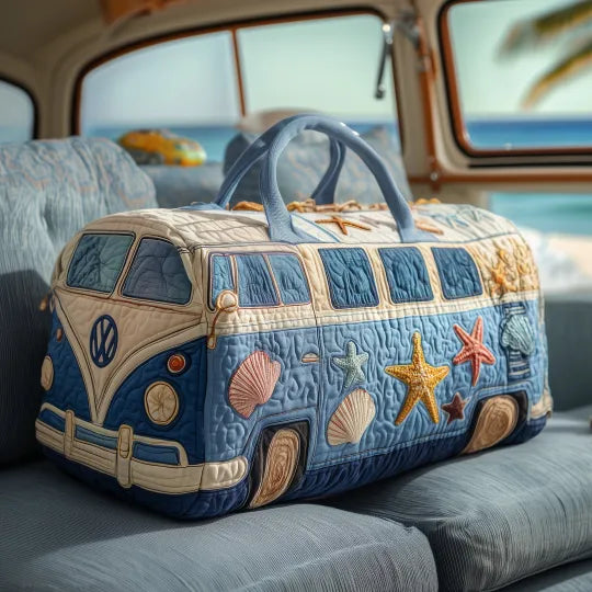 Prošívaná cestovní taška – Hippie autobus na pláži