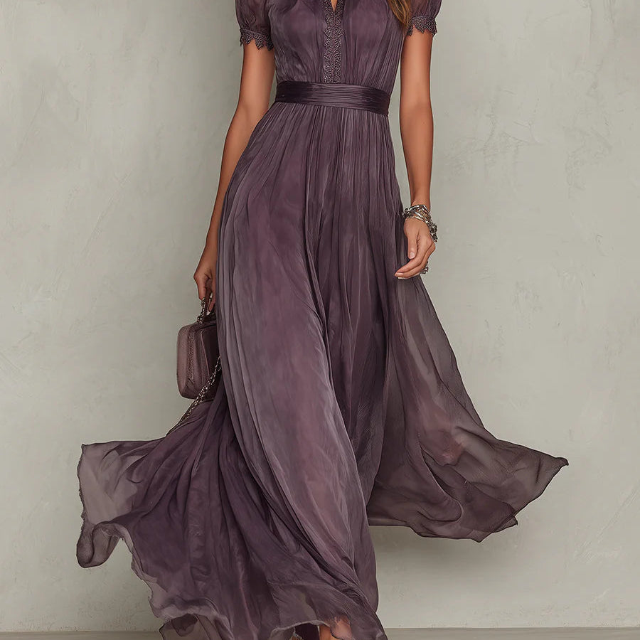 Šárka | Elegantní dlouhé šifonové šaty ve vintage stylu