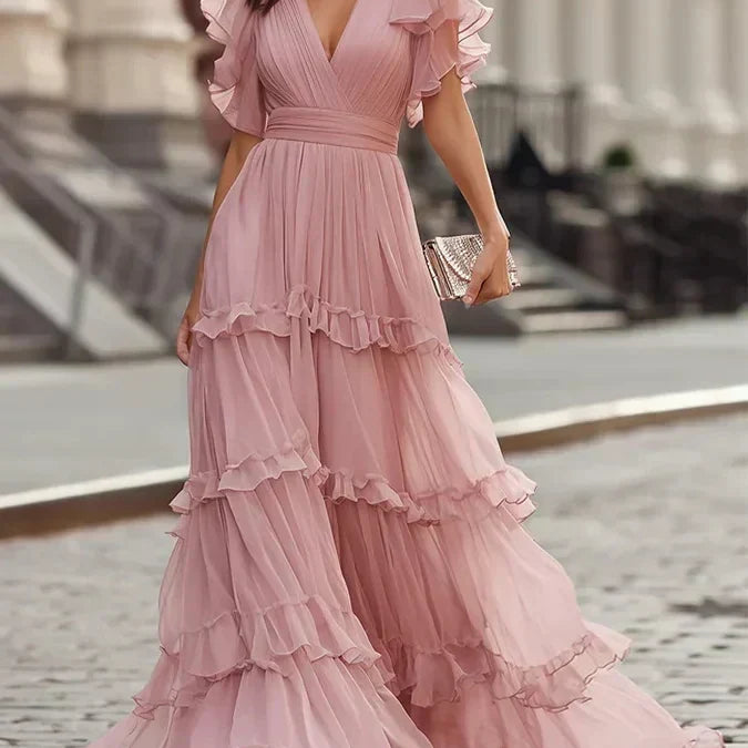 Šarlota | Elegantní světle růžové dlouhé svatební šaty