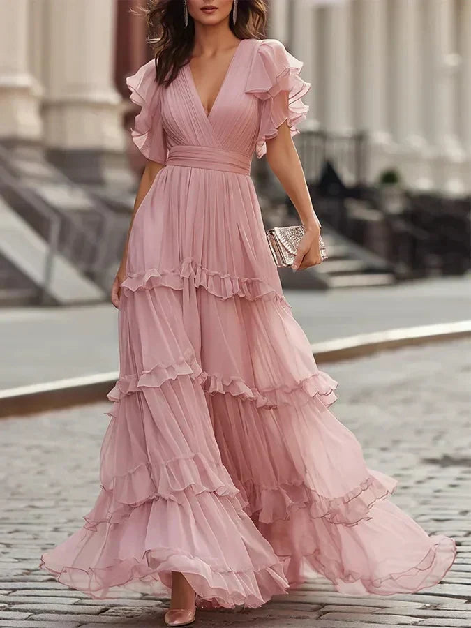 Šarlota | Elegantní světle růžové dlouhé svatební šaty