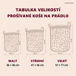 Amálie Brno – tabulka velikostí: malý 36 × 46 cm, střední 41 × 56 cm, velký 51 × 71 cm