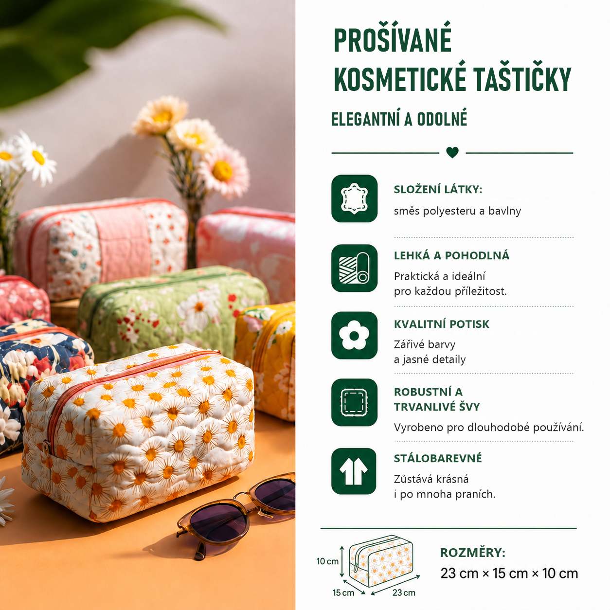 Prošívaná kosmetická taštička s jemným letem NCU0PT9342