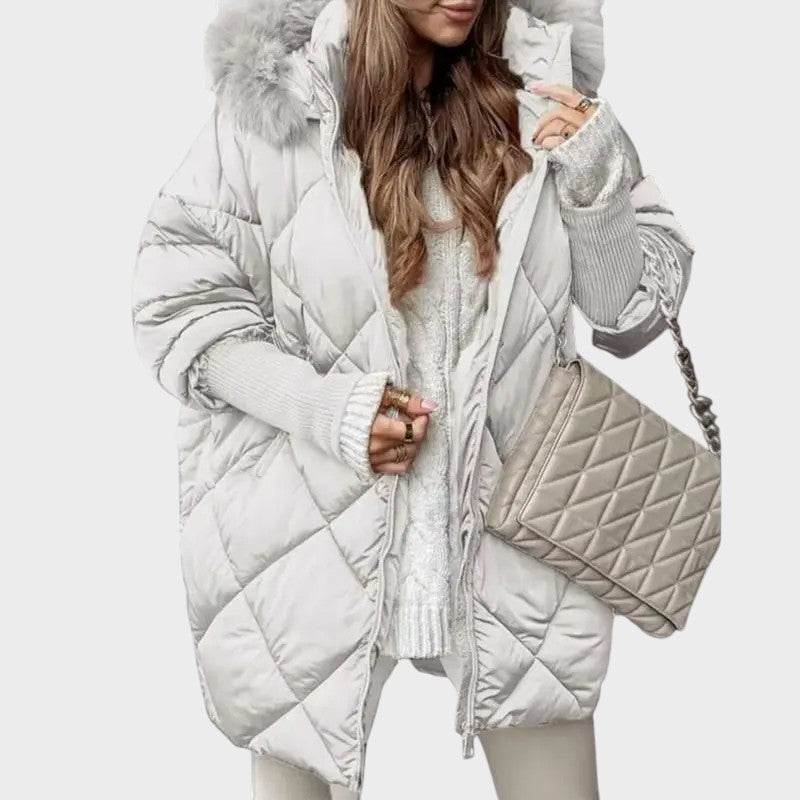 Denisa | Dámská midi parka s pletenými rukávy