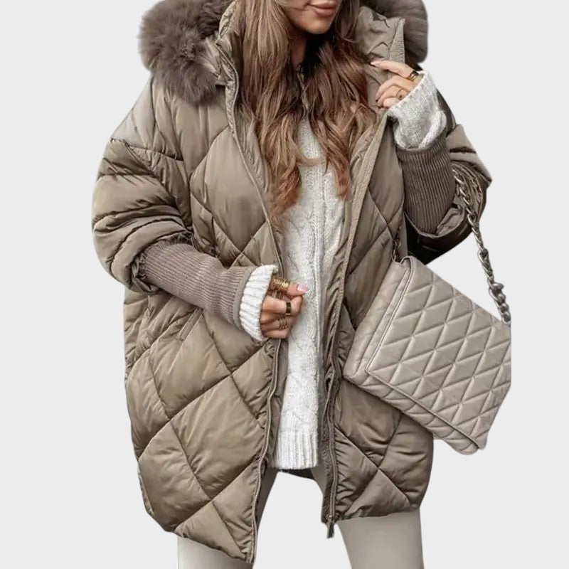 Denisa | Dámská midi parka s pletenými rukávy