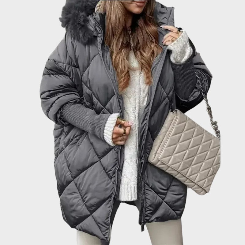 Denisa | Dámská midi parka s pletenými rukávy