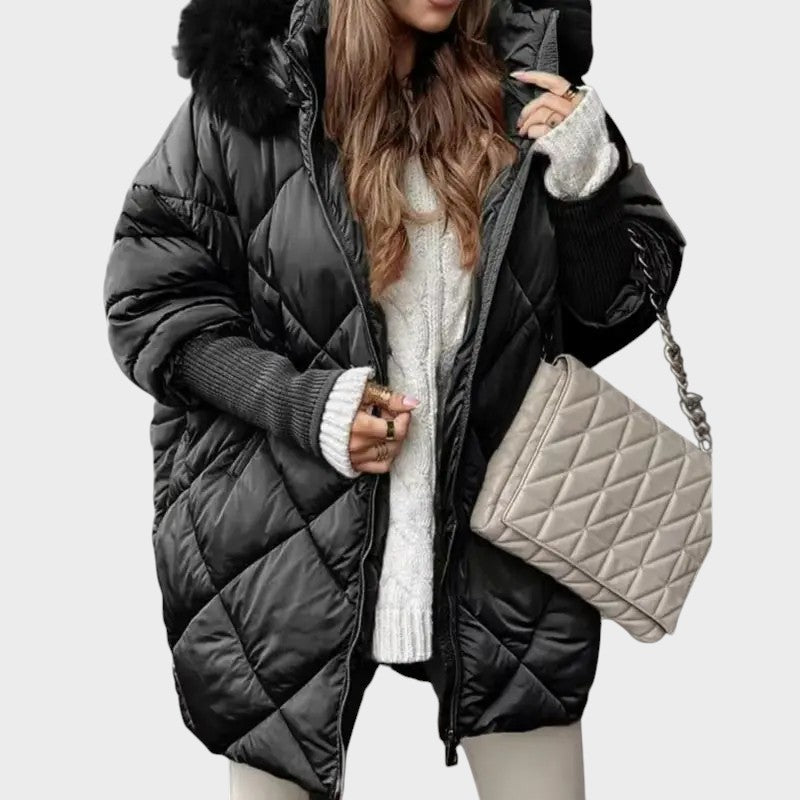 Denisa | Dámská midi parka s pletenými rukávy