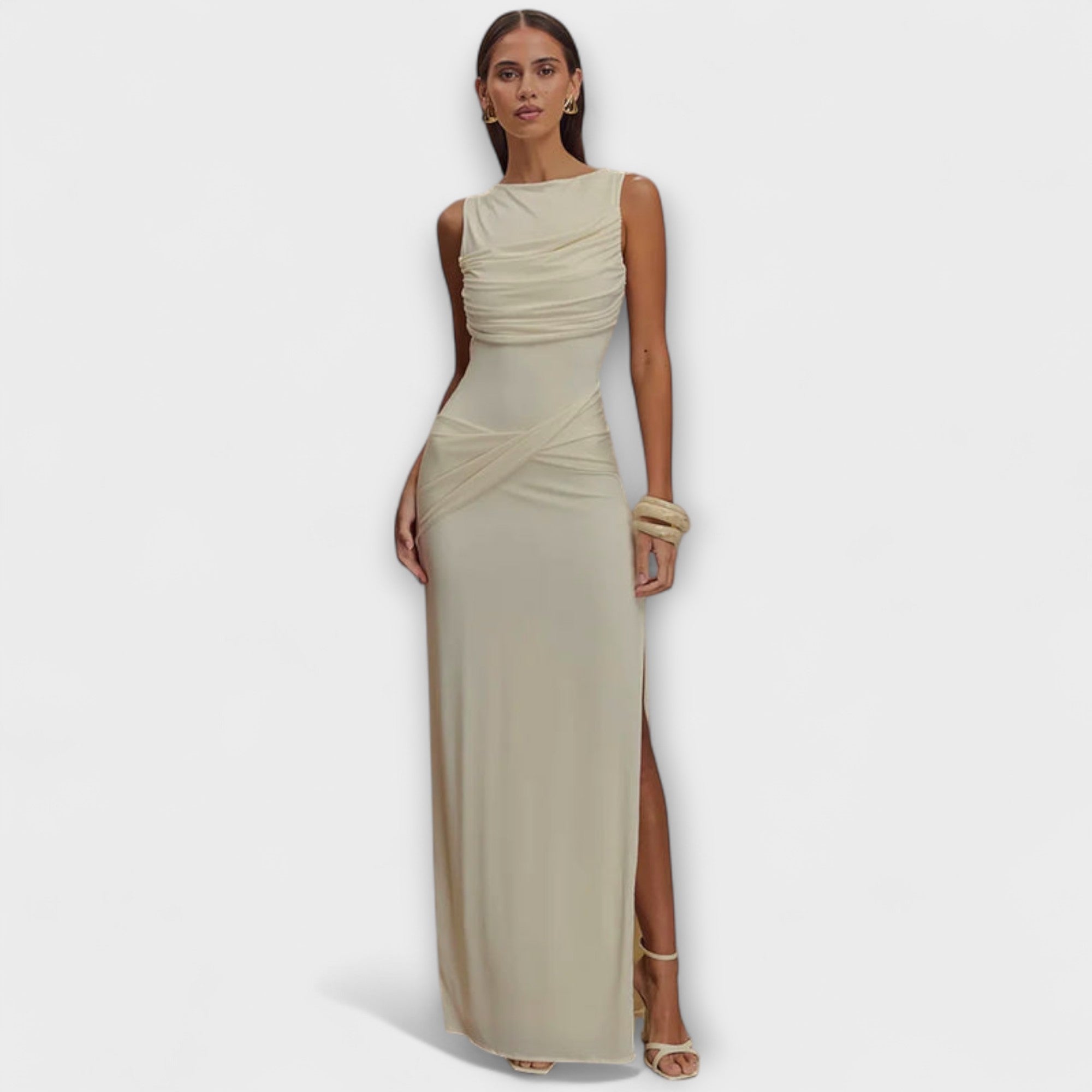 Ilona | Elegantní dlouhé šaty s vysokým rozparkem