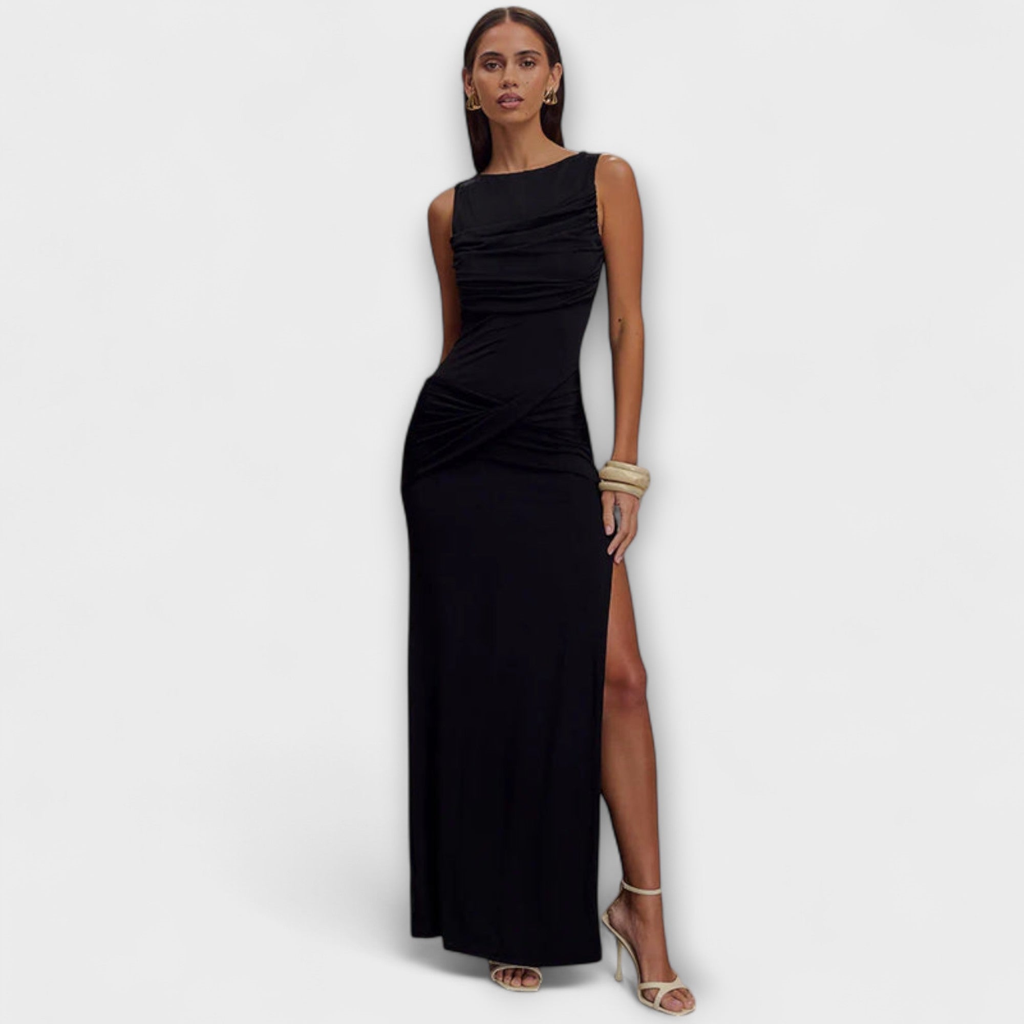 Ilona | Elegantní dlouhé šaty s vysokým rozparkem