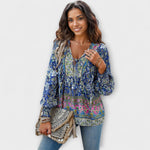 Alena | Bohémský top s výstřihem do V a vázáním