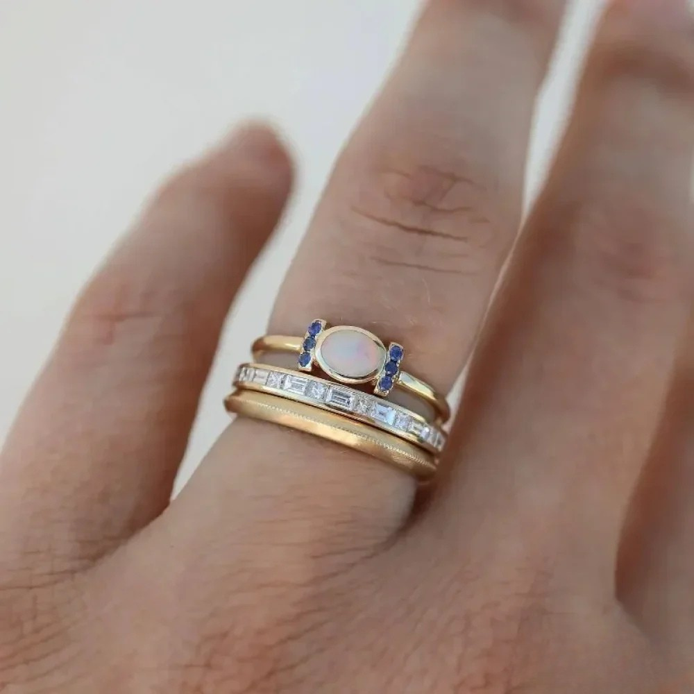 Markéta | Zlatá sada prstenů s opálem ve vintage stylu