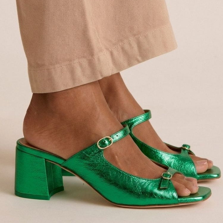 Karolína | Riviera | Elegantní sandály se širokým podpatkem